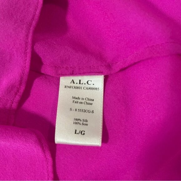 ALC Pink with Black Halter Silk Top US L - Picture 5 of 5